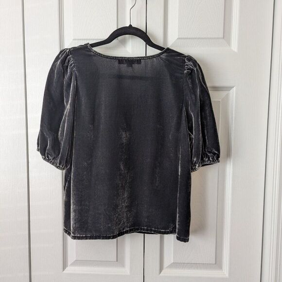 LOFT Velvet Puff Sleeve Top | Women’s Medium Petite Gray - Picture 5 of 5